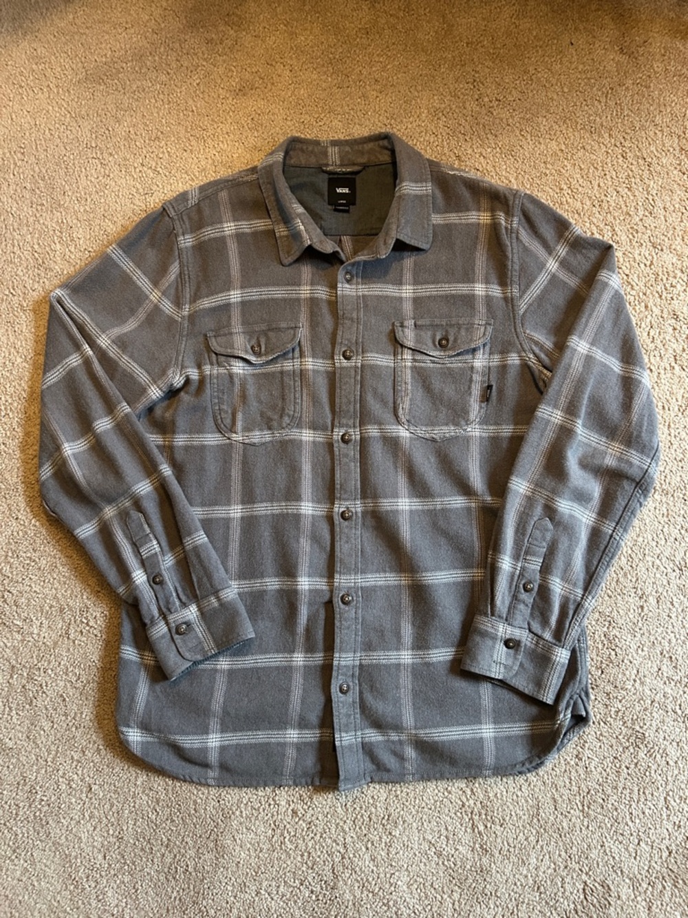 Vans Gray Button-Up Flannel Shirt